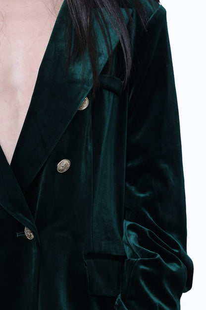 Velour Blazer Forest Green