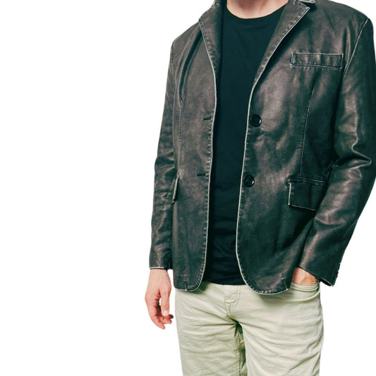 Black Vintage Leather Look Jacket DearMx.com